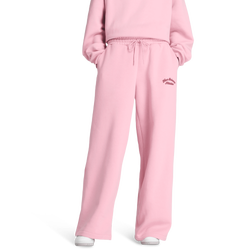 Women Pants - New Balance Linear Heritage Fleece Wide Leg Pant - Pink Taffy-Pink Taffy