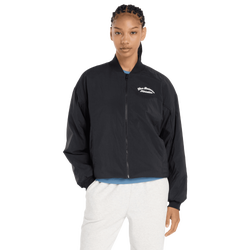 Women Jackets - New Balance Linear Heritage Woven Bomber Jacket - Black-Black