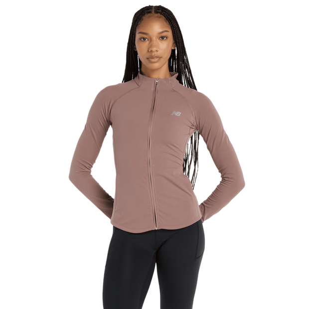 New Balance Harmony Full Zip Mujer Sudaderas - Marrón - Talla S - Poly Jersey