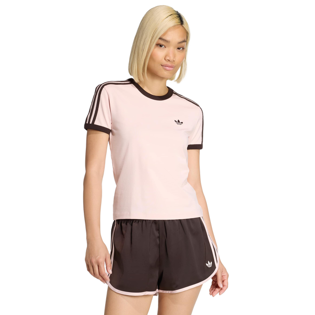 Adidas 3 Stripes Slim T-shirt Donna - Magliette Rosa - Taglia 38 - Jersey di cotone