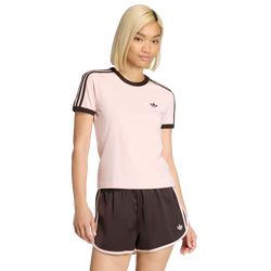 Donna T-Shirts - adidas 3 Stripes Slim T-shirt - Sandy Pink-Aurora Coffee