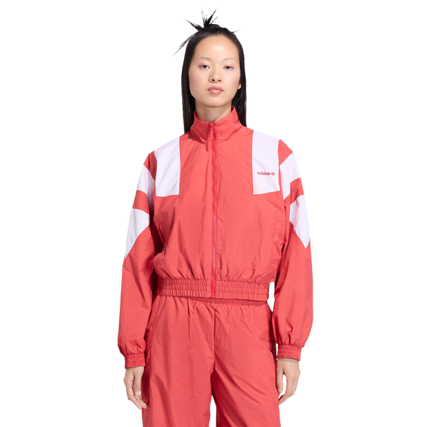 Adidas Blocked Washed Zipped Tracktop Femme - Vestes Zippees, Rouge - Taille 34 - Nylon