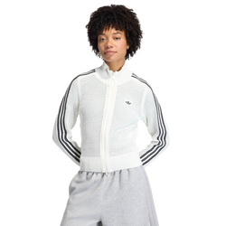 Dames Track Tops - adidas Knitted Crochet Firebird Track Top - Off White-Off White