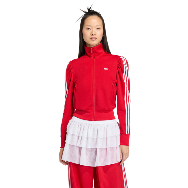 Adidas Originals Elevated Sleeve Track Top Mujer Tops de pista - Rojo - Talla 40 - Tejido Jersey de algodón