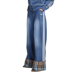 Damen Hosen - adidas Vintage Wide Leg Jeans With Checked Seam - Indigo Denim-Multicolor