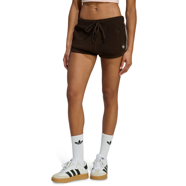 Adidas Knitted Crochet Shorts Donna - Pantaloncini Marrone - Taglia 36 - Poly Mesh