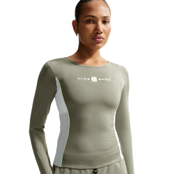 Dames Track Tops - Nike Sportswear Shox Long-sleeve Top - Silver Sage-White