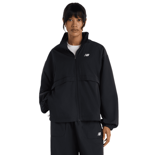 New Balance Trackside Woven Jacket Women Jackets - Black - Size XS - Poly Jersey