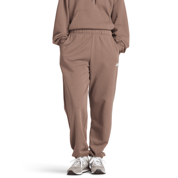 New Balance Terry Femme - Pantalons, Beige - Taille L - Jersey de coton