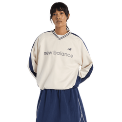 Femme Sweats - New Balance Satin Woven Pullover - Linen-Team Navy