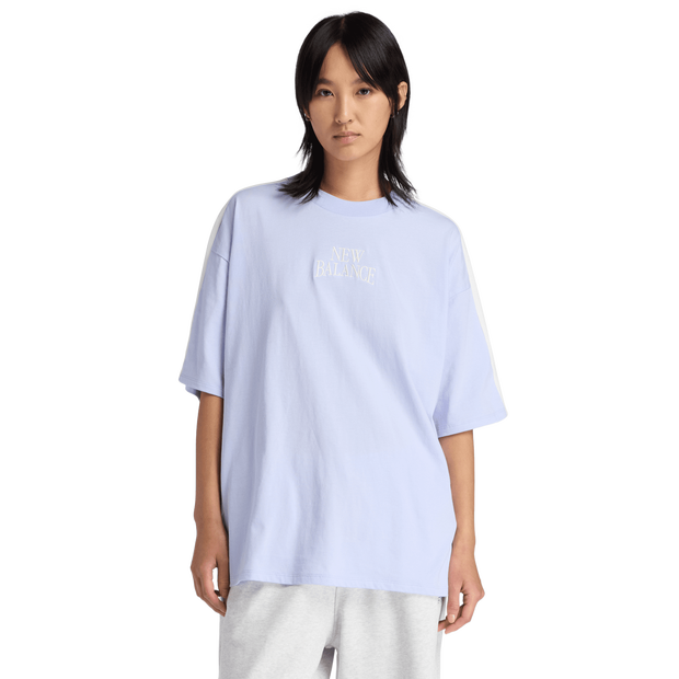 New Balance Trackside Oversized Tee Femme - T-Shirts, Violet - Taille S - Jersey de coton