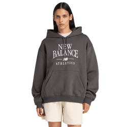 Damen Hoodies - New Balance Trackside Fleece Hoodie - Faded Black-Faded Black
