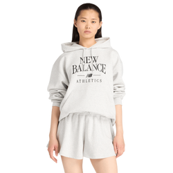 Damen Hoodies - New Balance Trackside Fleece Hoodie - Ash Heather-Ash Heather