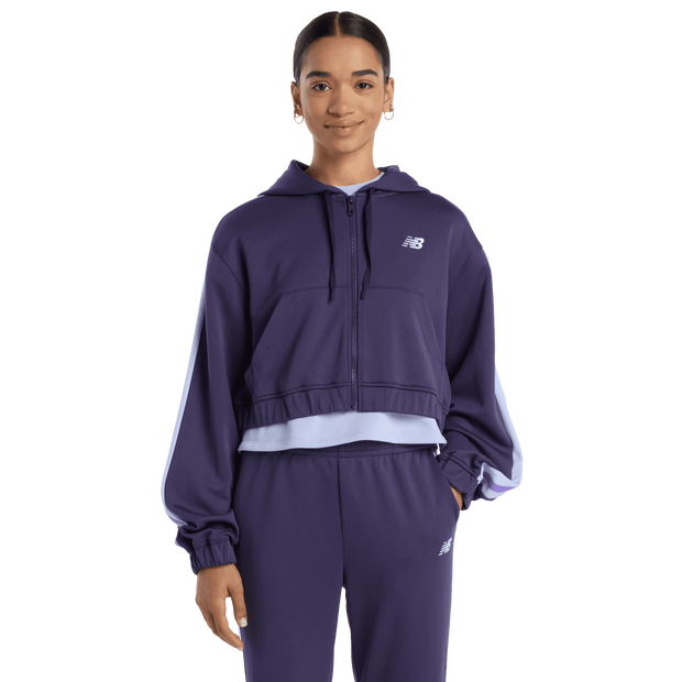 New Balance Interlock Full Zip Donna - Top da pista Viola - Taglia XS - Pelle