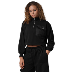 Donna Track Tops - Jordan Brooklyn Fleece 1/4-Zip Hike Mike Top - Black-White