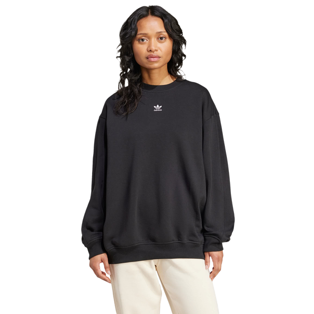Adidas Essentials Long Oversized Crew Sweatshirt Donna - Felpe Nero - Taglia 36 - Jersey di cotone