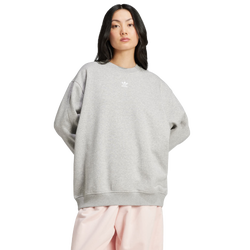 Femme Sweats - adidas Essentials Long Oversized Crew Sweatshirt - Medium Grey Heather-Medium Grey Heather