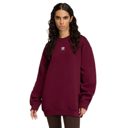 Femme Sweats - adidas Essentials Long Oversized Crew Sweatshirt - Maroon-Maroon