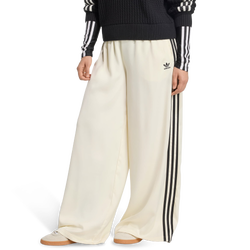 Mujer Pantalones - adidas Adicolor Satin Wide Leg Track Joggers - Cream White-Black
