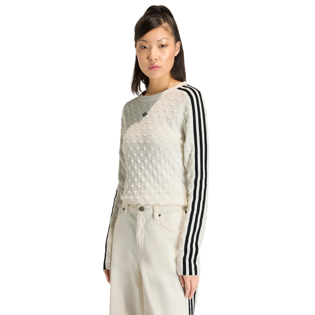 Adidas Originals Slim Spike Knit Sweatshirt Femme - T-Shirts, Blanc - Taille 40 - Poly Mesh
