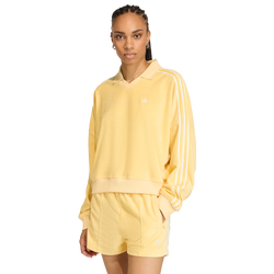 Women Polos - adidas Terry Towel V Neck Polo Shirt - Orange Tint-Orange Tint