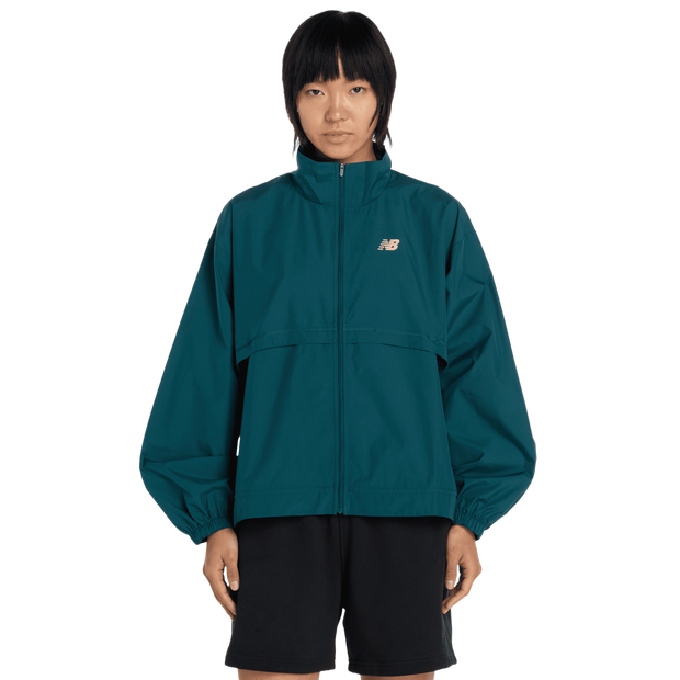 New Balance Trackside Woven Jacket Women Jackets - Green - Size XS - Poly Jersey