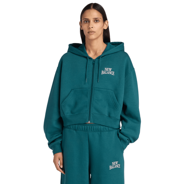 New Balance fleece Women Track Tops - Green - Size M - Cotton Jersey