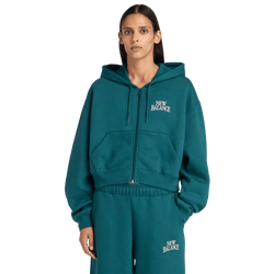 Femme Vestes Zippees - New Balance Trackside Fleece Full Zip - Medusa Green-Medusa Green
