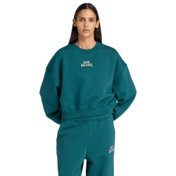 Women Sweatshirts - New Balance Trackside Fleece Crew - Medusa Green-Medusa Green