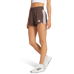 Women Shorts - adidas Pacer Workout Woven High Rise Shorts - Aurora Coffee-White