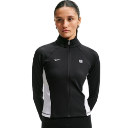 Women Track Tops - Nike Sportswear Full-zip Long-sleeve Top - Black-White