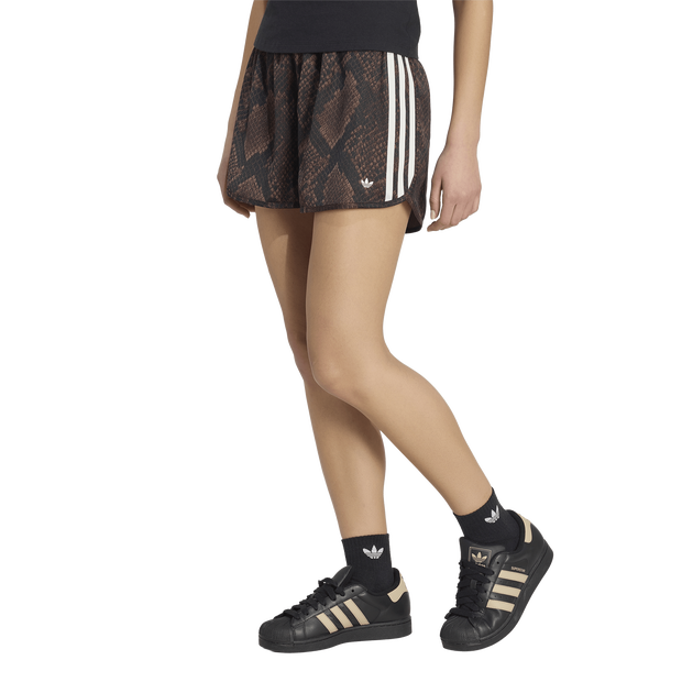 Adidas Snake Print Satin Shorts, Women's Brown  Shorts,  Size L (16-18)