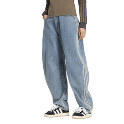 Dames Broeken - adidas High Rise Barrel Leg Denim Pant - Worn Blue Denim-Worn Blue Denim