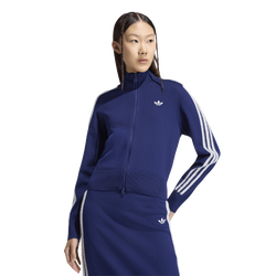 Damen Track Tops - adidas Knitted Firebird Track Top - Dark Blue-White