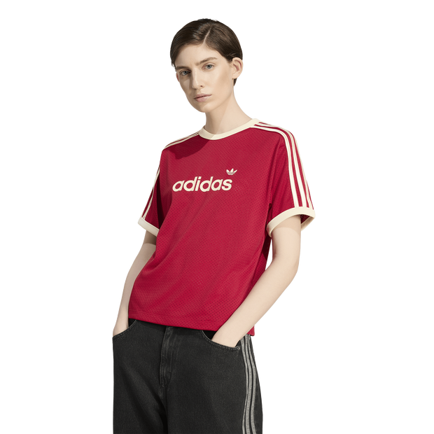 Linear Mesh T-shirt Damen T-Shirts - Rot - Größe 42 - Poly Mesh Red 42