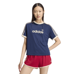 Damen T-Shirts - adidas Lineaer Mesh T-shirt - Night Indigo-Warm Vanilla