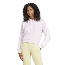 Damen Hoodies - adidas Essentials 3-Stripes French Terry Hoodie - Clear Pink-White