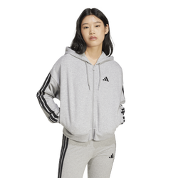 Women Hoodies - adidas Essentials 3-Stripes French Terry Hoodie - Medium Grey Heather-Black