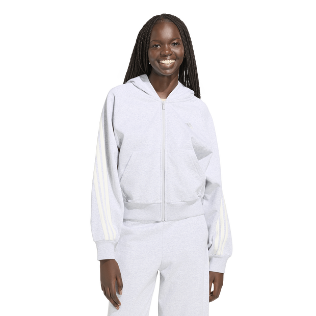 Kit 3-stripes Full Zip Hoodie Damen Kapuzenpullover - Grau - Größe 36 - Baumwoll-Jersey Grey 36