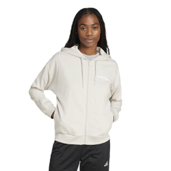 Women Hoodies - adidas Essentials Linear Full-zi Hoodie - Beige-White