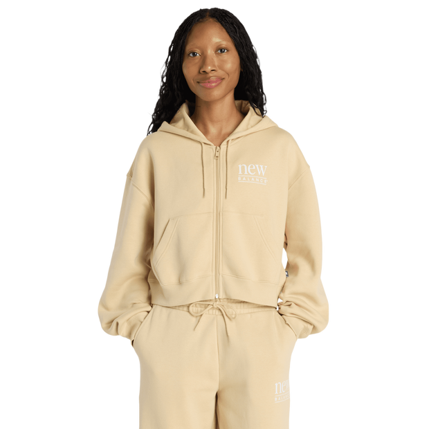 Fleece Damen Kapuzenpullover - Braun - Größe S - Baumwoll-Jersey Brown S