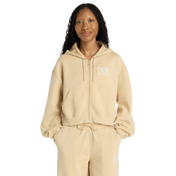 Dames Hoodies - New Balance Reimagined Fleece Full Zip - Toasted Sesame-Toasted Sesame