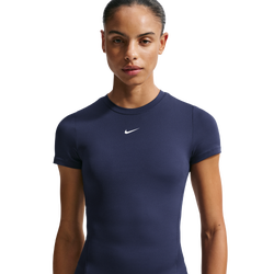 Women T-Shirts - Nike One Fitted T-shirt - Midnight Navy-White