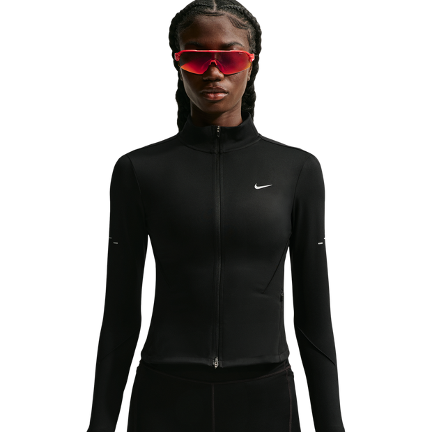 Nike Swift Dri-Fit Full-Zip Running Jacket, Women's Black Cotton Jersey Jackets,  Size XS