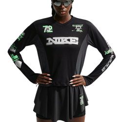 Women Track Tops - Nike Swift Long-sleeve Running Top - Black-Iron Grey