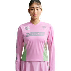 Femme Vestes Zippees - Nike Swift Long-sleeve Running Top - Pink Rise-Illusion Green