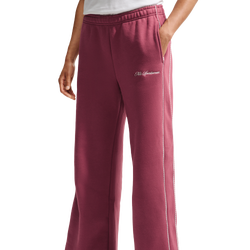 Women Pants - Nike Studio Fleece Mid-rise Wide-leg Trousers - Pink Smoke-Sail