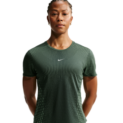 Women T-Shirts - Nike Swift Aero-fit Short-sleeve Running Top - Black-Light Green Spark