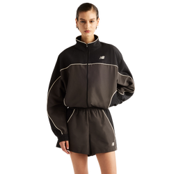Damen Jackets - New Balance Trackside Woven Jacket - Black Cement-Black Cement