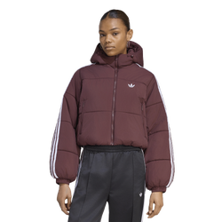 Donna Jackets - adidas Adicolor Cropped Hooded Puffer Jacket - Aurora Ruby-Aurora Ruby